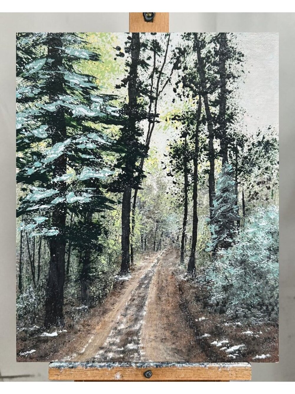 Wintery Day Winter Theme Acrylic Painting 8 X 10" Nature Wall Art Unframed